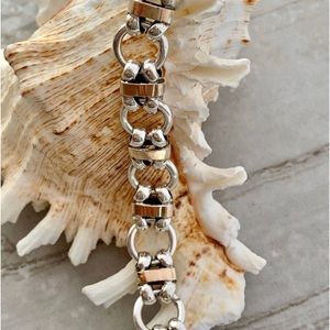 NEW Handcrafted Peruvian Silver Bracelet with 18k Gold Accented